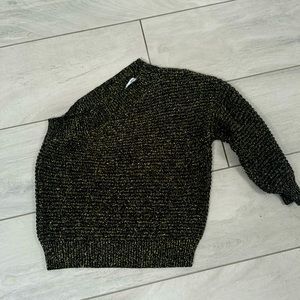 Mango one shoulder metallic knit top